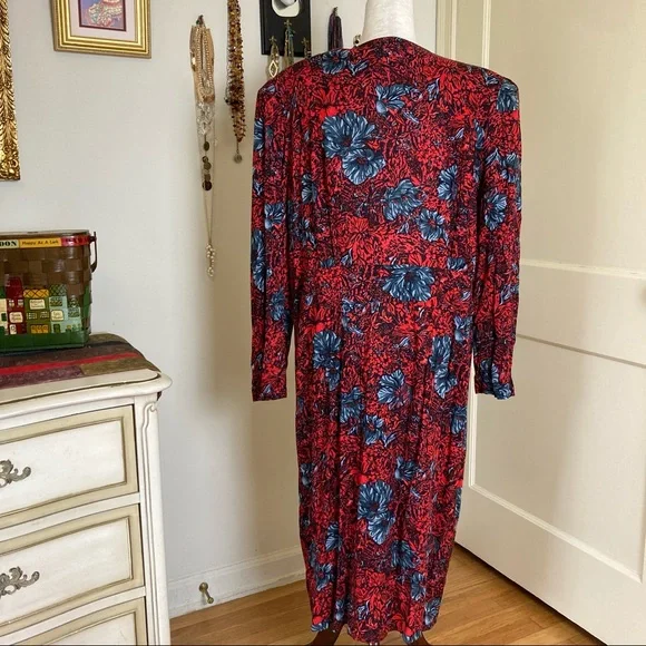 Vintage 80s Floral Button Front address 16W - Picture 11 of 13